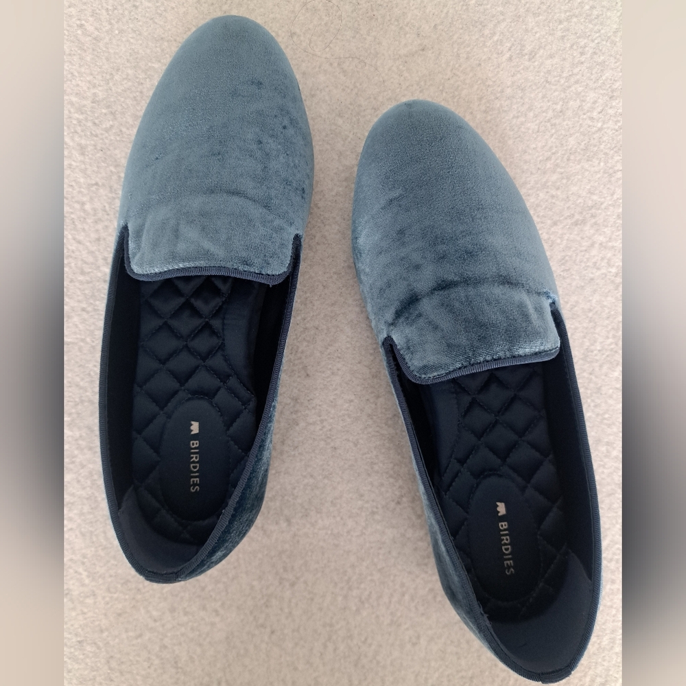 Birdies The Starling Velvet Flats in Ocean Blue